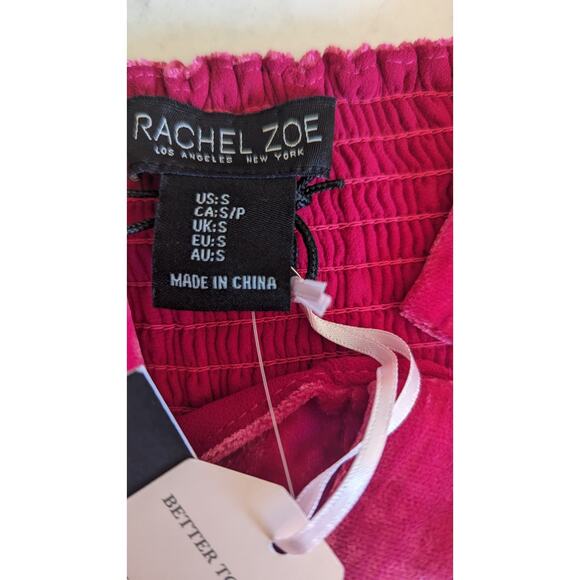 New Rachael Zoe Red velvet crop smocked button front tank size small - Picture 7 of 11